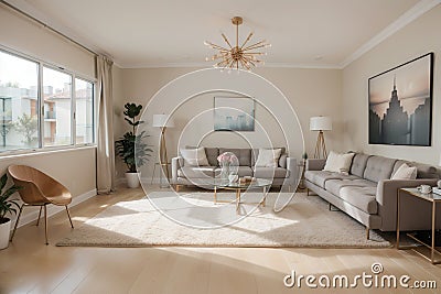 Showcasing Interior Design in Style Serene Spectrum Stock Photo