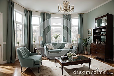 Showcasing Interior Design in Style Sumptuous Serenity Stock Photo