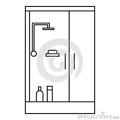 Shower bath cabine icon, outline style Cartoon Illustration