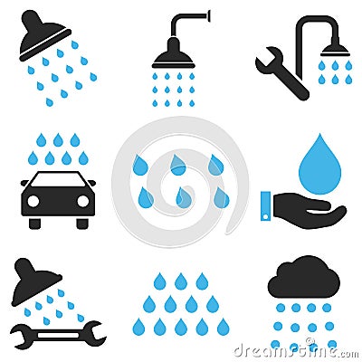 Shower And Bath Vector Icon Set Vector Illustration