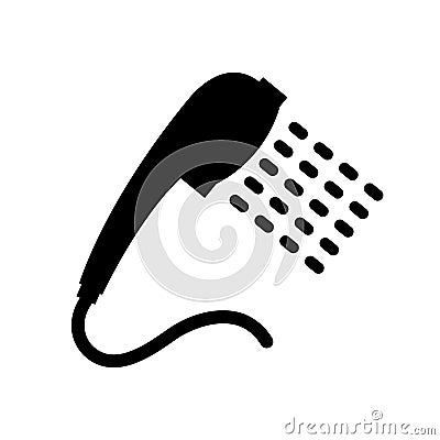 Shower, bathroom symbol sign. Shower head with water drops pouring isolated icon - vector Stock Photo