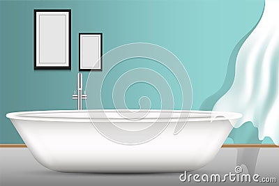 Shower bathtub interior design and decorative art, Vector, Illus Stock Photo