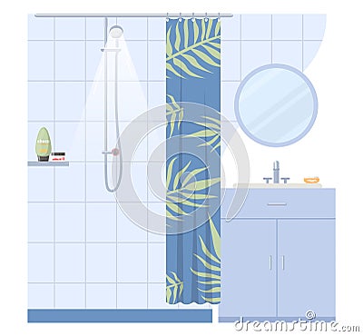 Shower cabin in home bathroom vector illustration Vector Illustration