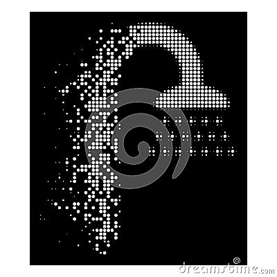 Bright Disintegrating Pixel Halftone Shower Icon Vector Illustration