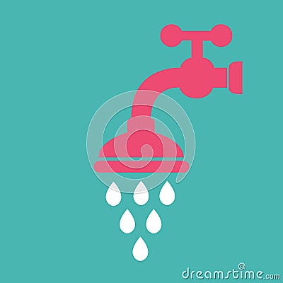 Shower icon on green background. Vector illustrator. Flat design Vector Illustration