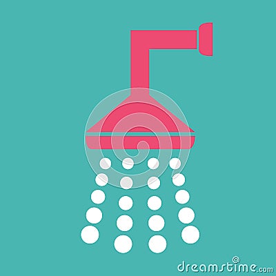 Shower icon on green background. Vector illustrator. Flat design Vector Illustration