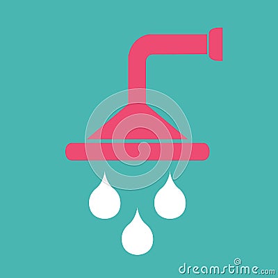 Shower icon on green background. Vector illustrator. Flat design Vector Illustration