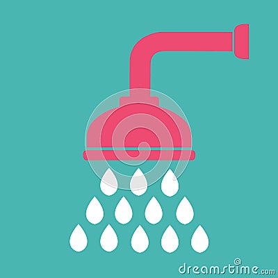 Shower icon on green background. Vector illustrator. Flat design Vector Illustration