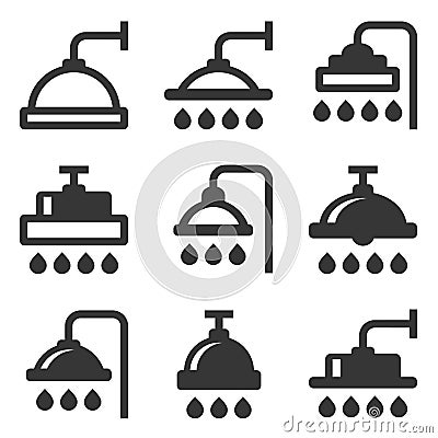 Shower Icon Set on White Background. Vector Vector Illustration