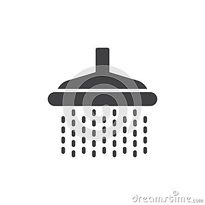 Shower icon vector, filled flat sign, solid pictogram isolated on white. Vector Illustration