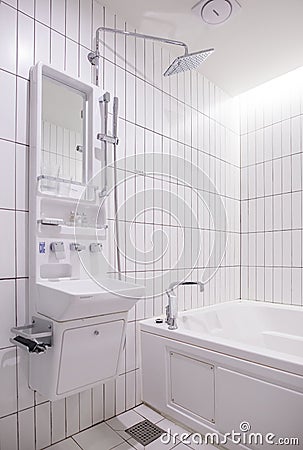 An interior of a shower room. Editorial Stock Photo