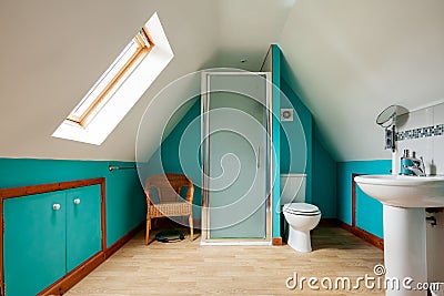 Shower room steep sloping ceiling Editorial Stock Photo