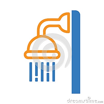 Shower, tap, washroom, bath tap, bath shower, washroom, shower icon Vector Illustration