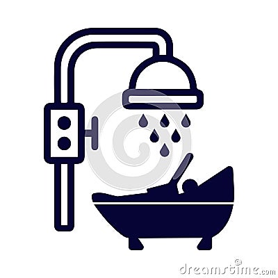 Shower, tap, washroom, bath tap, bath shower, washroom, shower icon Vector Illustration