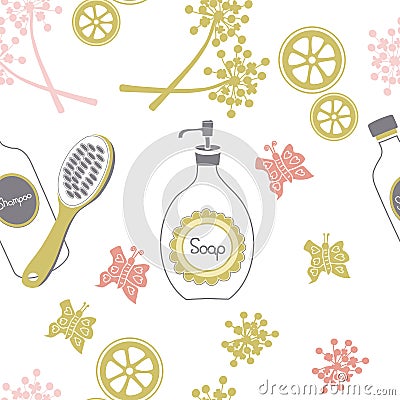 Shower time-Spa in the Country.Seamless Repeat Pattern Vector Illustration