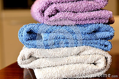 Shower towels bathroom spa relax wellnes health Stock Photo