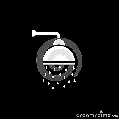 Shower vector icon, Shower faucet flat icon with flowing water. Vector Illustration