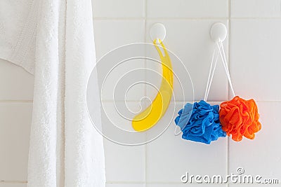 Shower washcloths towel Stock Photo