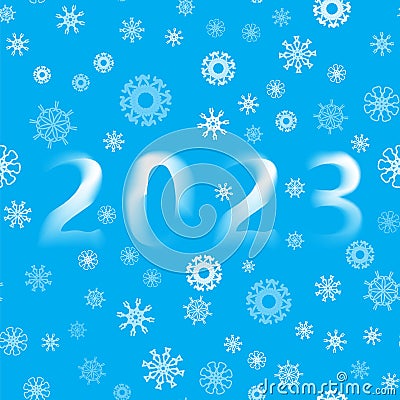 Showflakes Pattern on Blue Sky Background. Winter Christmas Natural Texture Stock Photo