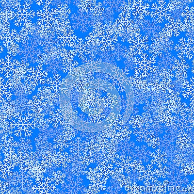 Showflakes Pattern on Blue Sky Background Vector Illustration