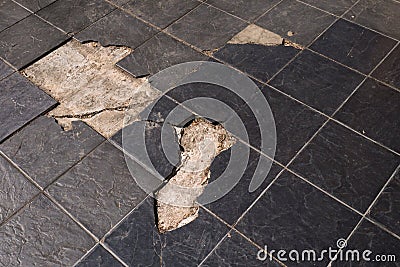 Showing the devastation of the quake Stock Photo