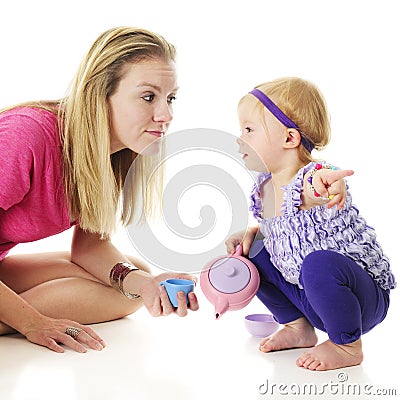 Showing Mommy Where It Is Stock Photo