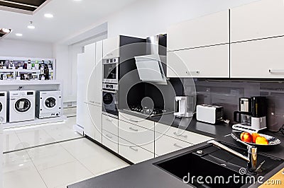 Showroom at retail appliances store Stock Photo