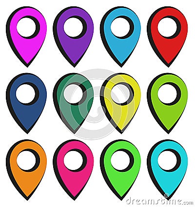 Shows the location of various points of interest. A set of location objects. For quick orientation in the city Vector Illustration