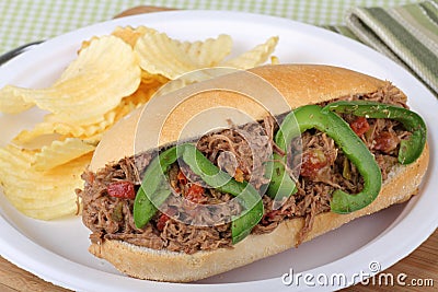 Shredded Beef Sandwich Stock Photo