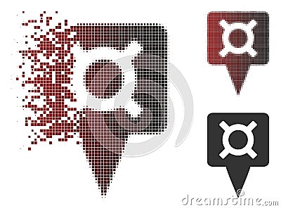 Shredded Dot Halftone Currency Map Pointer Icon Vector Illustration
