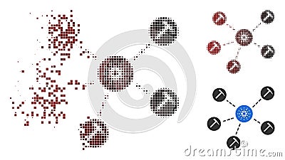 Shredded Dotted Halftone Cardano Mining Network Icon Vector Illustration