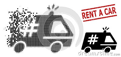 Shredded Dotted Jail Police Car Icon and Distress Rent a Car Seal Stamp Vector Illustration