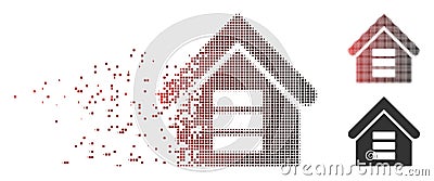 Shredded Pixel Halftone Data Center Building Icon Vector Illustration