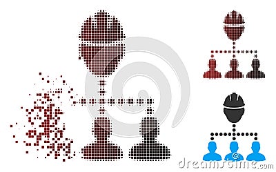 Shredded Pixel Halftone Engineer Staff Relations Icon Vector Illustration