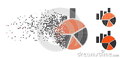 Shredded Pixelated Halftone Charts Icon Vector Illustration