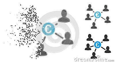 Shredded Pixelated Halftone Euro Social Links Icon Vector Illustration