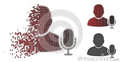 Shredded Pixelated Halftone User Microphone Icon Vector Illustration