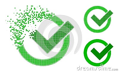 Shredded Pixelated Validation Glyph with Halftone Version Vector Illustration