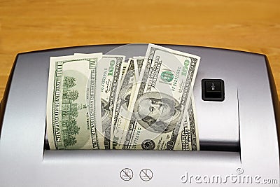 Shredder, dollars, one Stock Photo