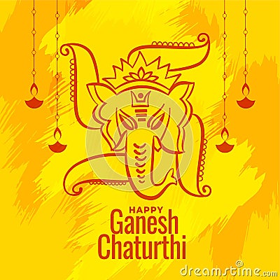 shree ganesh chaturthi festival wishes greeting background Vector Illustration