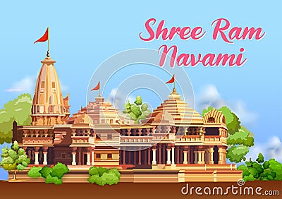 Shree Ram Navami celebration background for religious holiday of India Vector Illustration