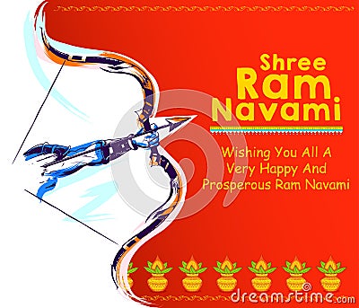 Shree Ram Navami celebration background for religious holiday of India Vector Illustration