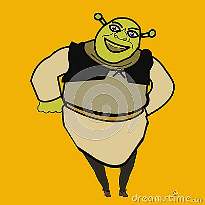 Shrek toy figure model character from Shrek the movie. On Yellow Background Editorial Stock Photo