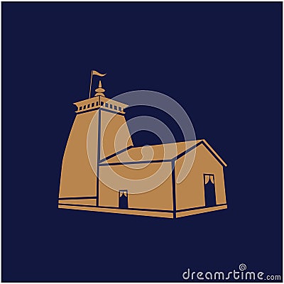 Shri Kedarnath Dham temple icon. Lord Kedarnath shiva temple Vector Illustration