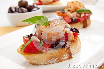 Shrimp Bruschetta Stock Photo