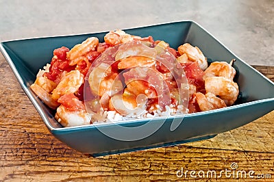 Shrimp Creole Served on Rice Stock Photo