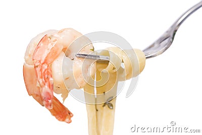 Shrimp Fettuccine Stock Photo