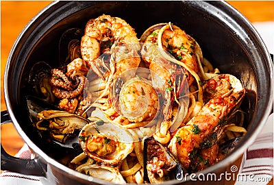 Shrimp Fra Diavolo Stock Photo