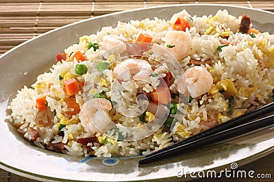 Shrimp fried rice Stock Photo