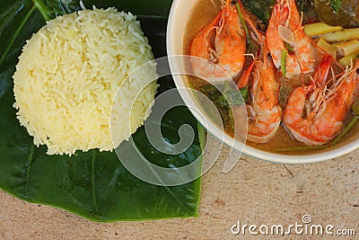 Shrimp Fried Rice vitamin yellow Stock Photo